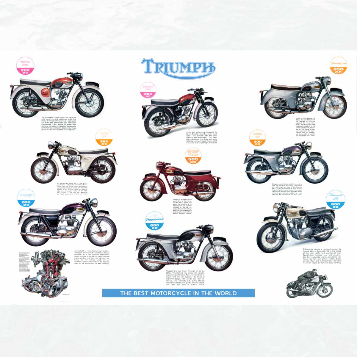 Triumph Motorcycle Poster 1962 range . Print available in 3 sizes