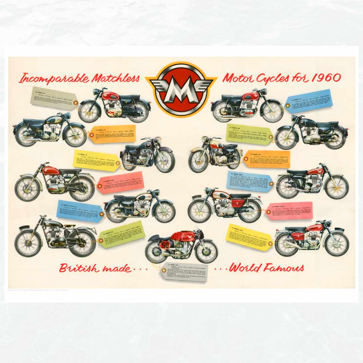 Matchless Motorcycle 1960 Range Poster . Print available in 3 sizes